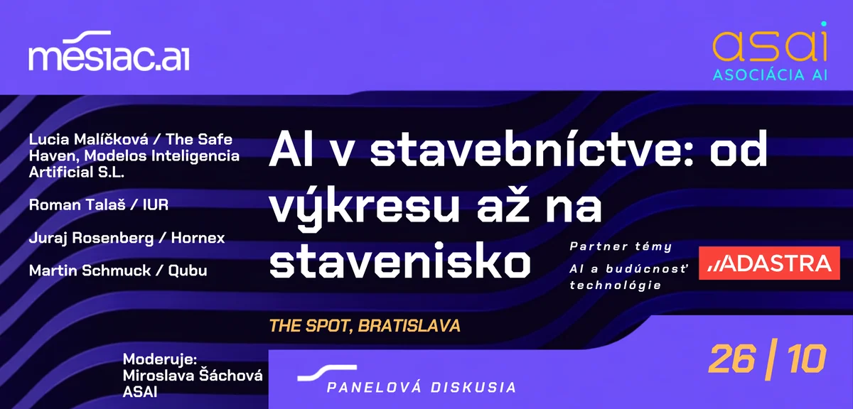 AI v stavebníctve: od výkresu až na stavenisko – panelová diskusia, 26. októbra, THE SPOT Bratislava